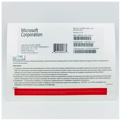 Microsoft Windows 10 OEM 64-битная итальянская версия DVD