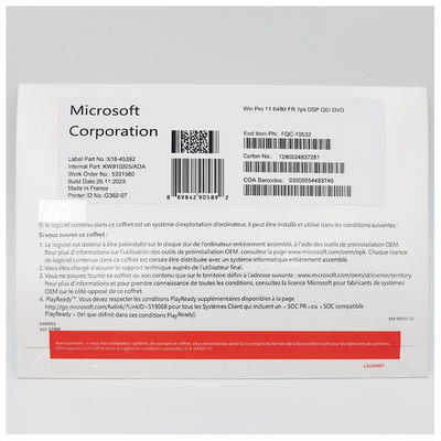 Microsoft Windows 11 Pro 64-разрядная французская версия DVD OEM для сборщиков систем для нового ПК