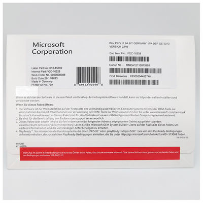 Официальный Microsoft Windows 11 Pro немецкий DVD OEM System Builder 64-разрядная лицензия для профессионального использования