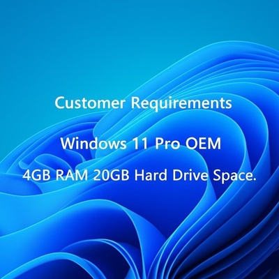 Требования клиентов Windows 11 Pro OEM 4 ГБ оперативной памяти 20 ГБ места на жестком диске